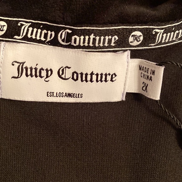 Juicy Couture Black Velour Cropped Jacket with Hood Size 2X - Picture 2 of 3